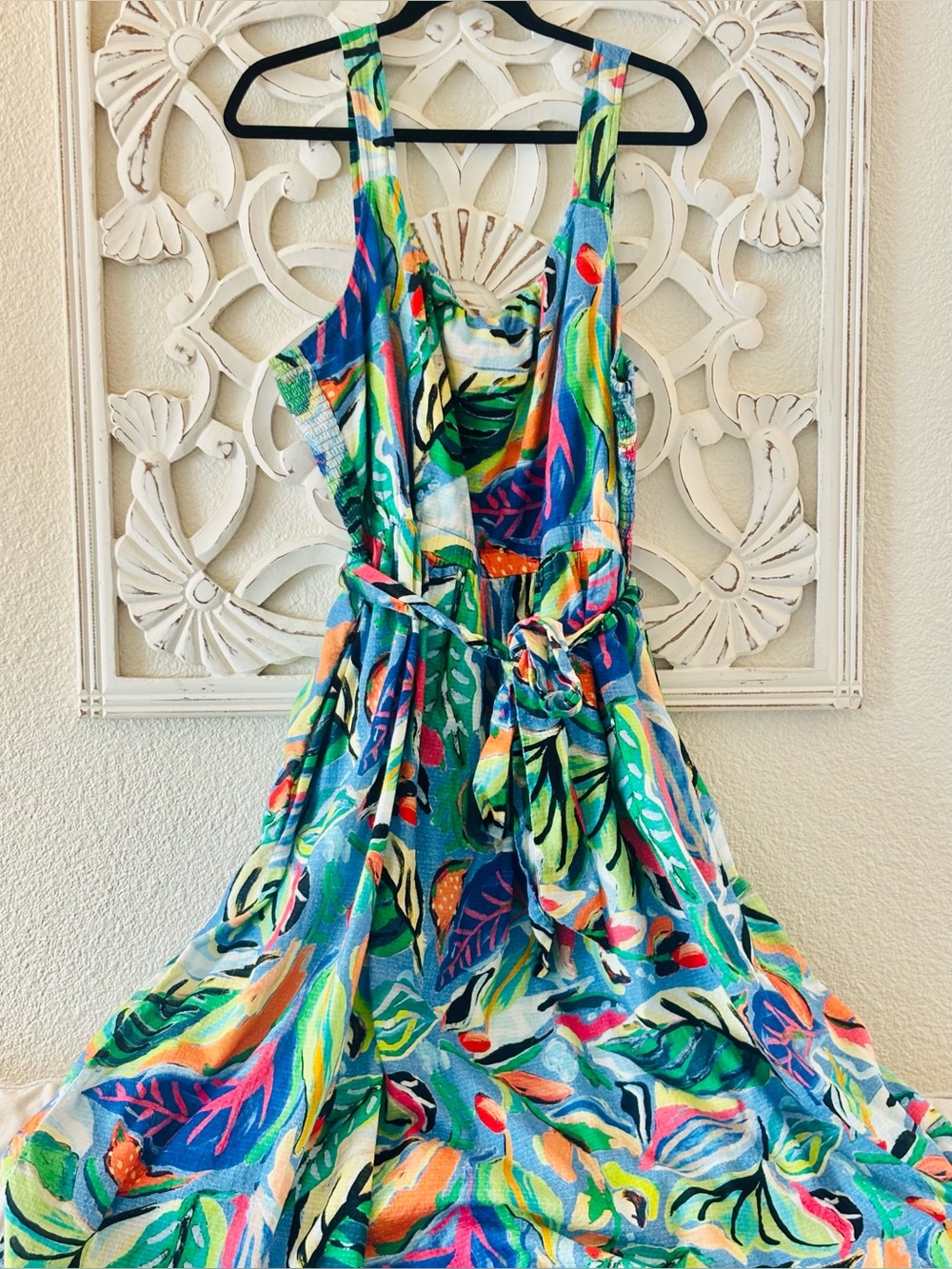 NIC+ZOE | Sophie Island Beat 100% Cotton Vibrant Tropical Midi Sun Dress ☀️ NEW